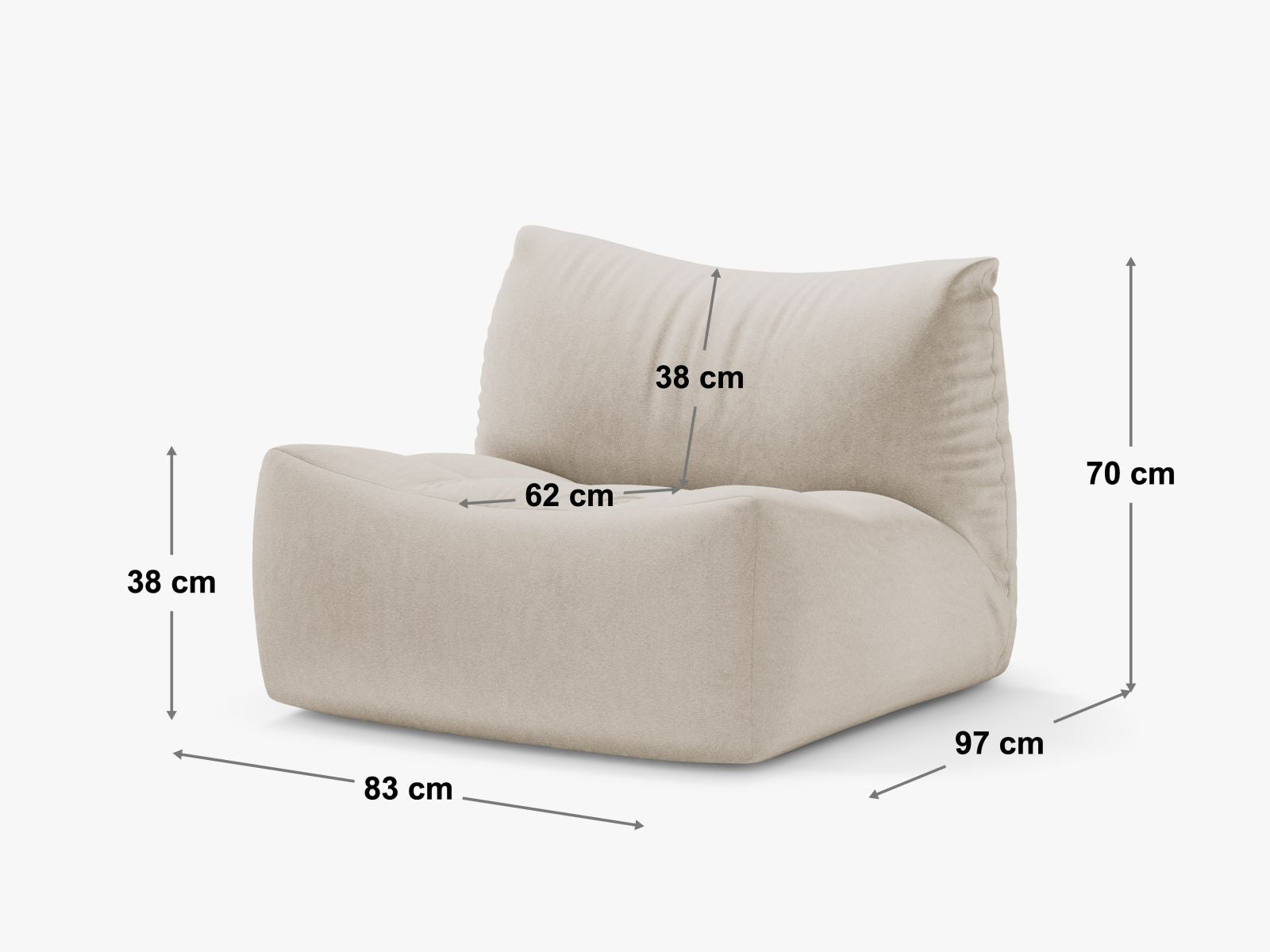 Moderner 1-Sitzer Sessel Tove in einem warmen Beigeton, perfekt für gemütliche Ecken und stilvolle Einrichtungsideen von Micadoni.