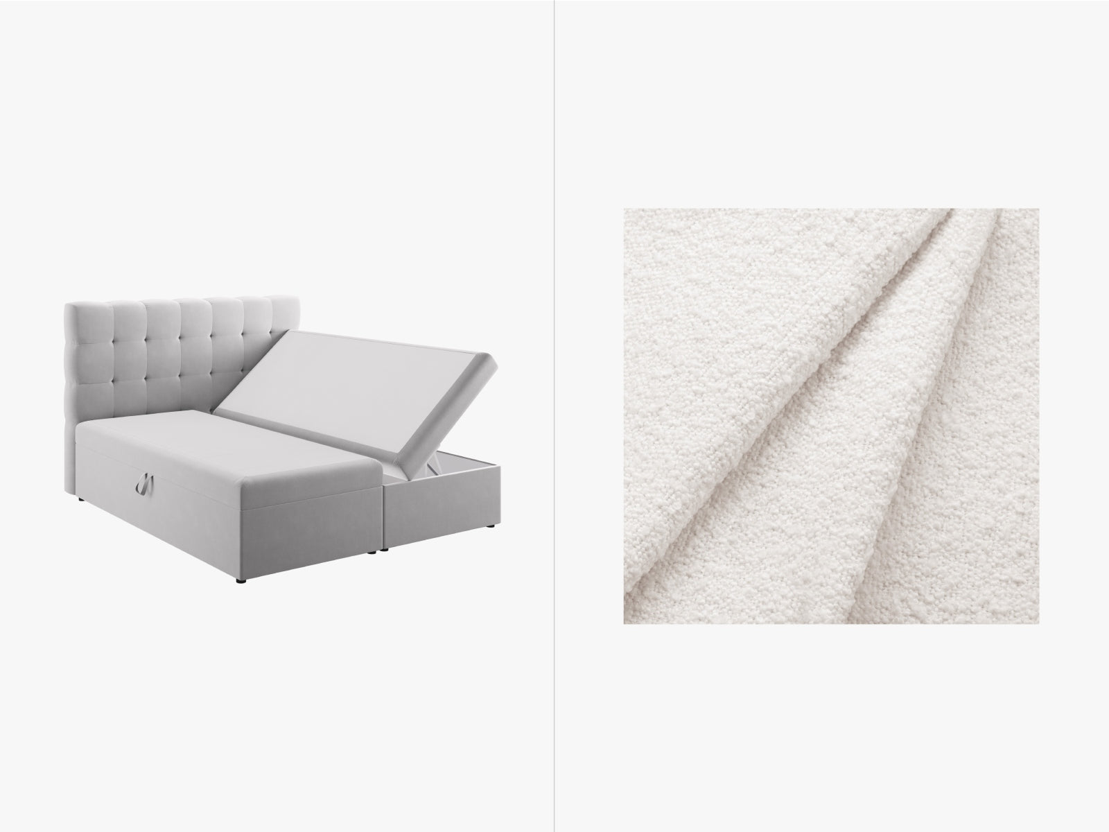 Mamaia Boxspringbett-Set: Headboard + Boxspringmatratze und Topper 140cm in White/Schwarz-Baloo präsentiert im Onlineshop von KAQTU Design AG. Bett ist von Micadoni