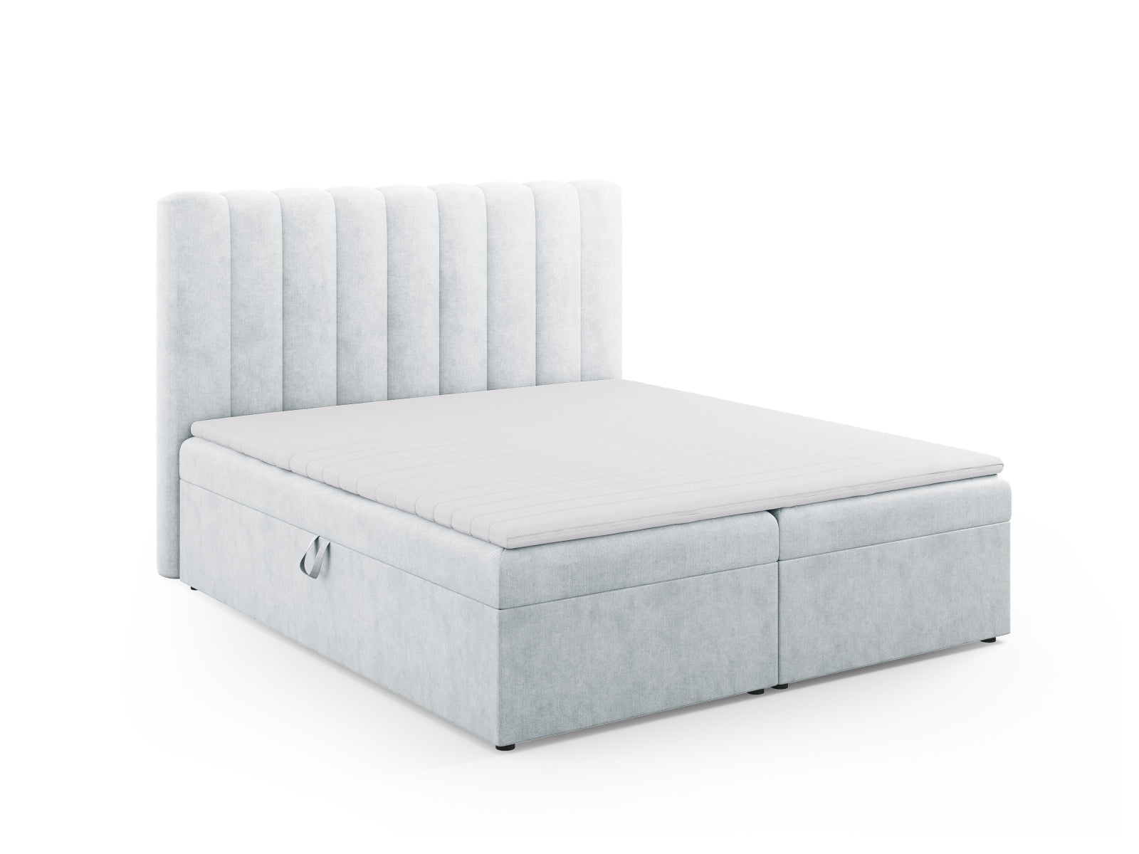 Stilvolles Kelp Boxspringbett Set von Micadoni, bestehend aus Kopfteil, Boxsprings, Matratze und Topper für erholsamen Schlaf.