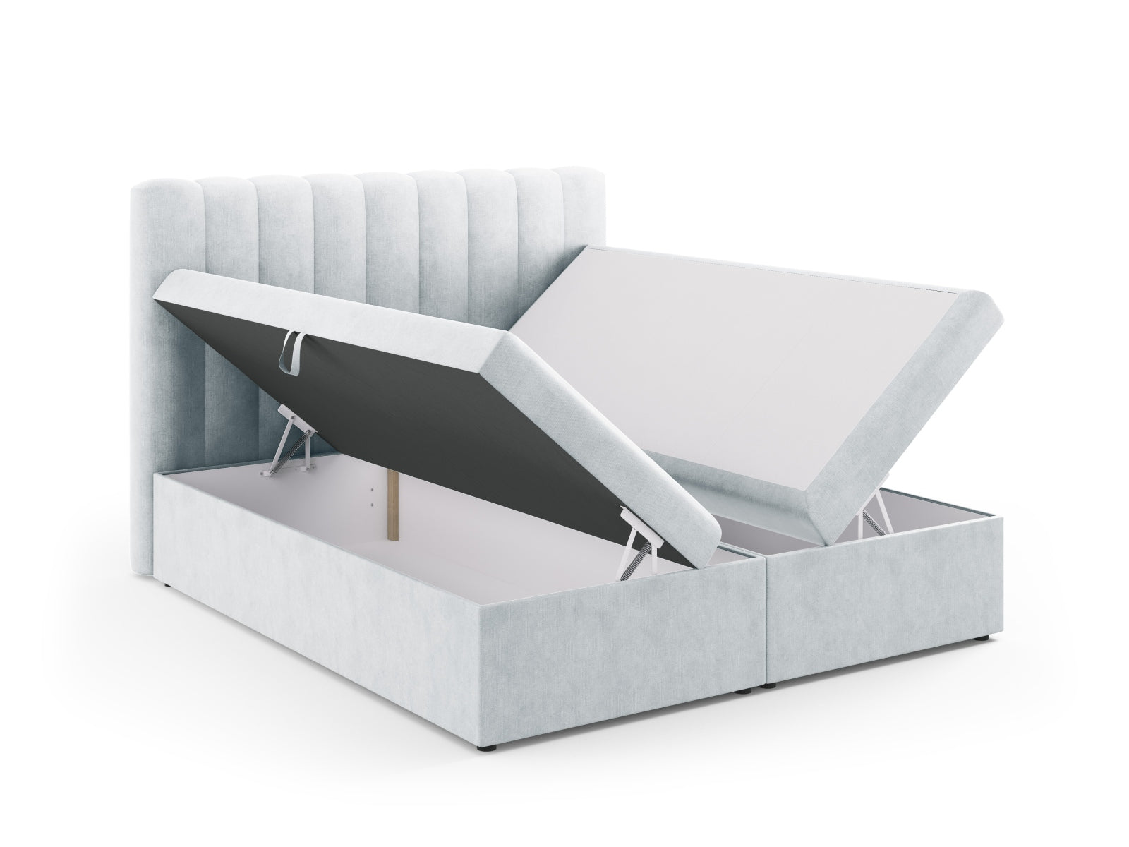 Elegantes Kelp Boxspringbett Set von Micadoni, inklusive Kopfteil, Boxsprings, Matratze und Topper für optimalen Komfort und Schlafqualität.