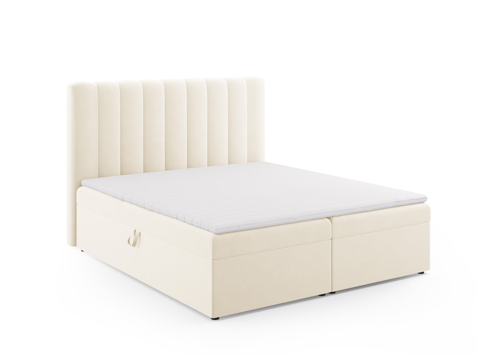 Elegantes Kelp Boxspringbett Set von Micadoni, inklusive Kopfteil, Boxsprings, Matratze und Topper für optimalen Komfort und Schlafqualität.