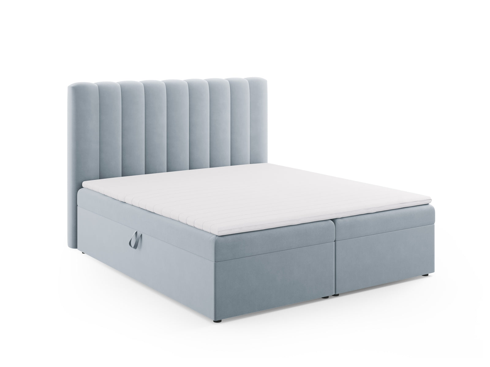 Elegantes Kelp Boxspringbett Set von Micadoni, bestehend aus Kopfteil, Boxspring, Matratze und Topper für erholsamen Schlaf.