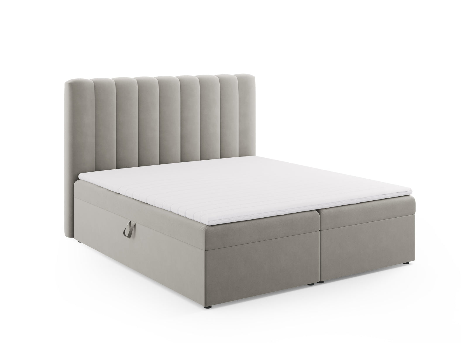Elegantes Kelp Boxspringbett Set von Micadoni, inklusive Kopfteil, Boxsprings, Matratze und Topper für optimalen Komfort und Schlafqualität.