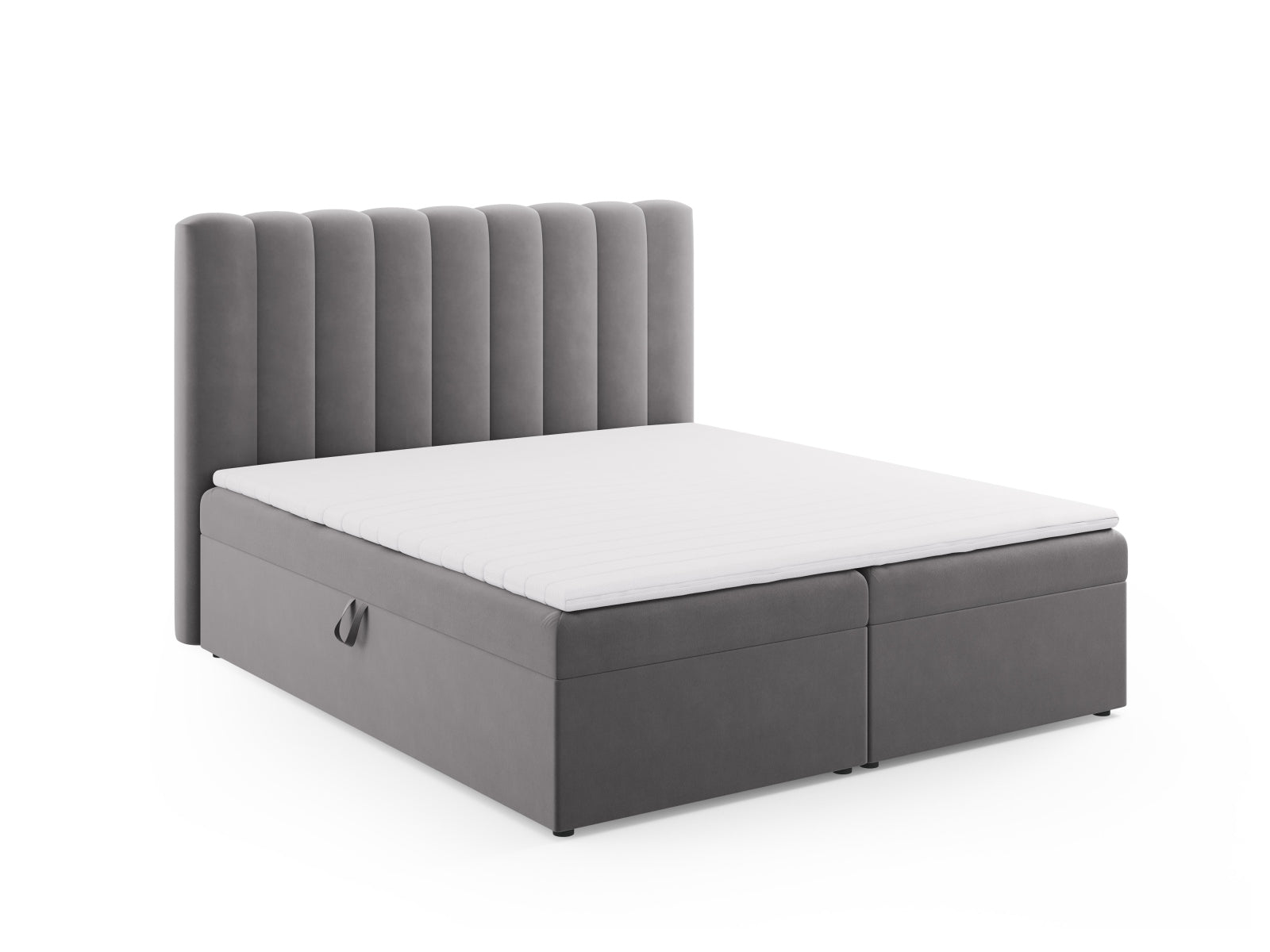 Elegantes Kelp Boxspringbett Set von Micadoni, bestehend aus Kopfteil, Boxspring, Matratze und Topper für erholsamen Schlaf.