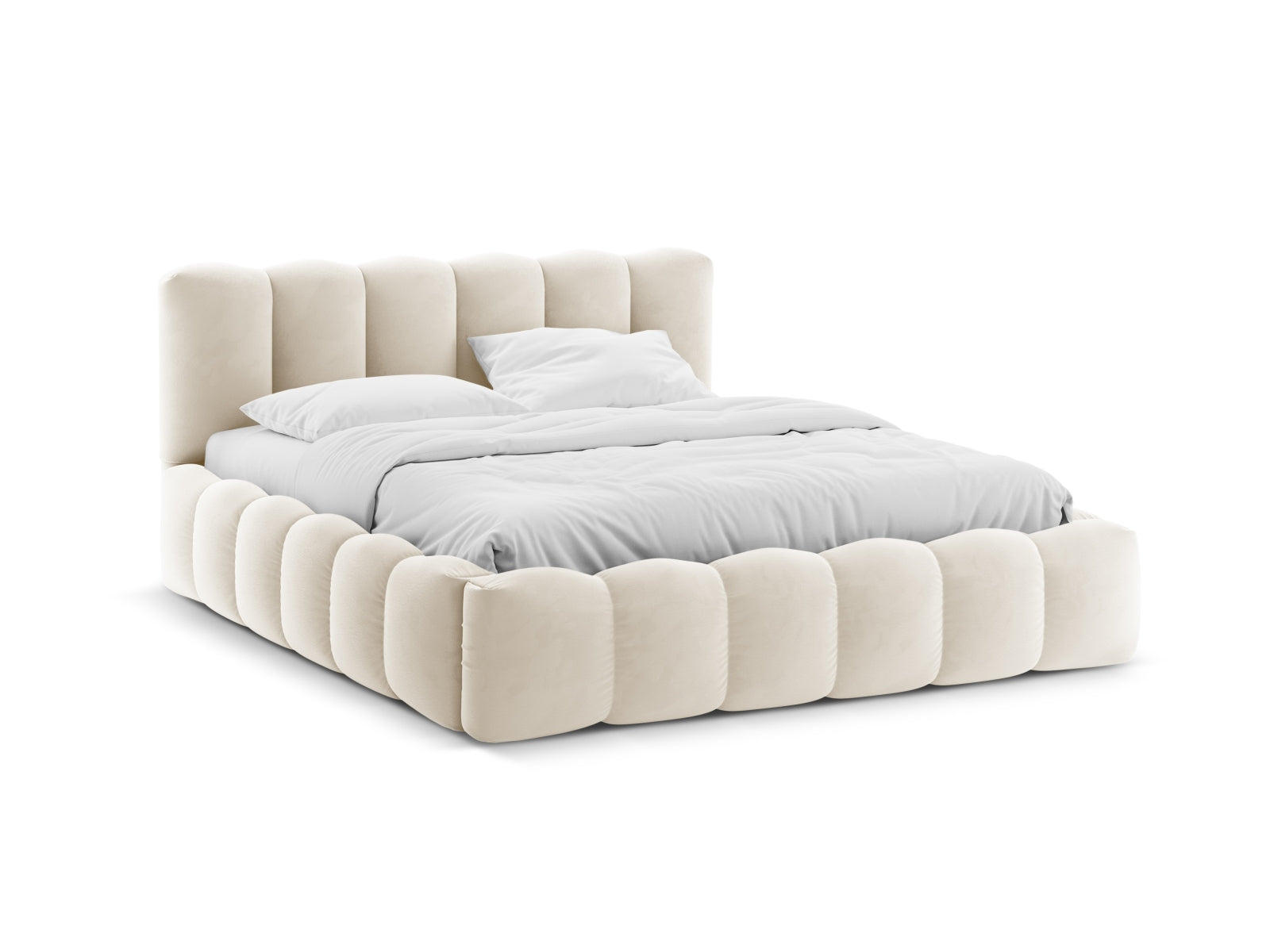Lupine Velour Bett mit Stauraum und Headboard 180cm in Beige-Paris präsentiert im Onlineshop von KAQTU Design AG. Bett ist von Micadoni