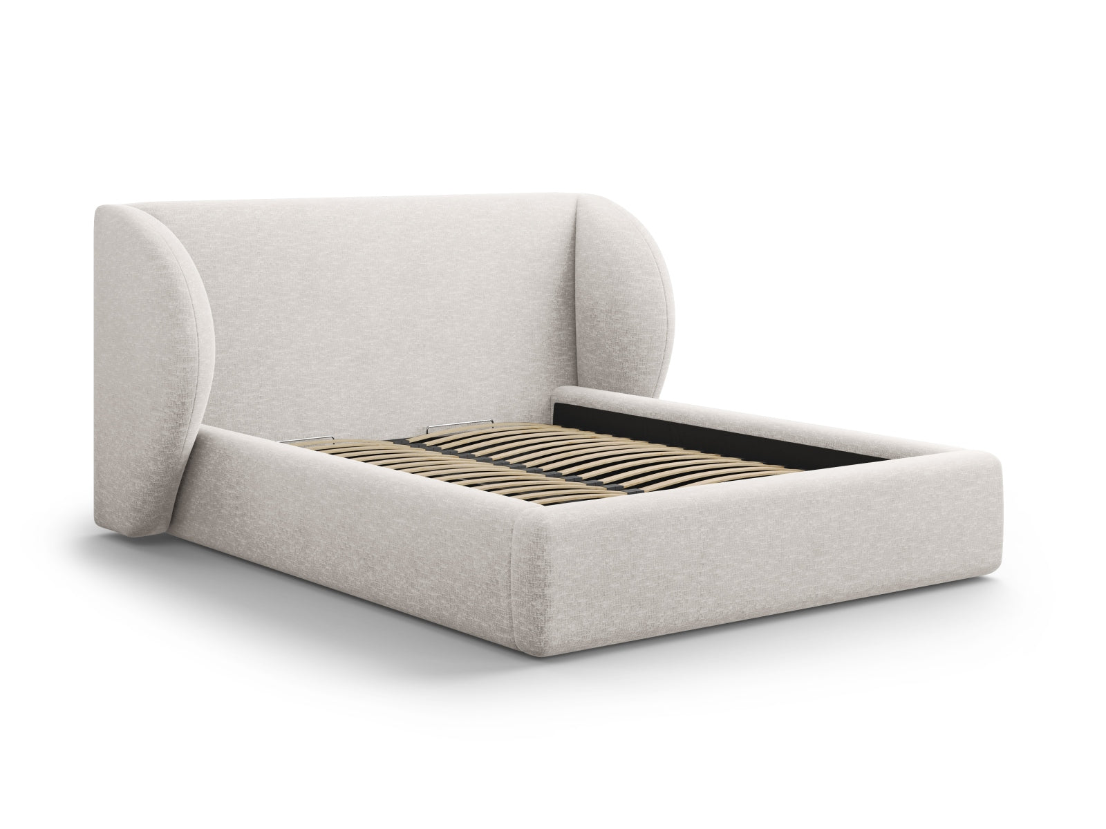 Miley Bett mit Stauraum und Headboard 200cm in Light Grey-Haga präsentiert im Onlineshop von KAQTU Design AG. Bett ist von Micadoni