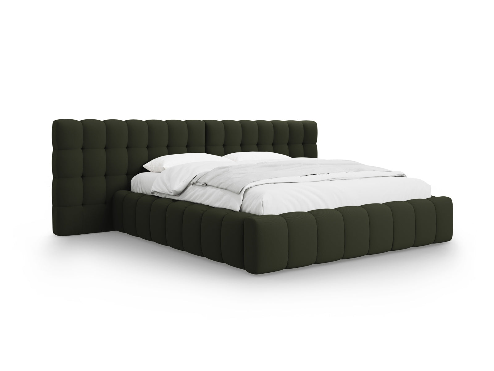 Mamaia Bett mit Stauraumfunktion mit doppeltem Headboard 160cm in Green/Schwarz-Neve präsentiert im Onlineshop von KAQTU Design AG. Bett ist von Micadoni