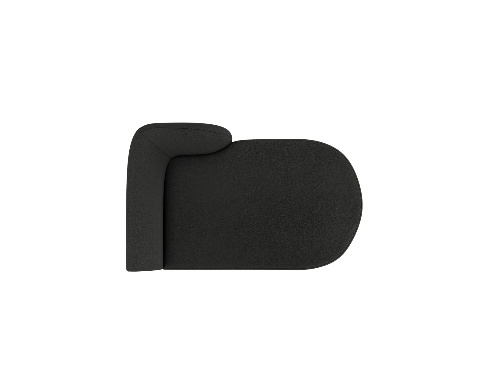 Stylisches Miley Boucle Sofa Chaise Lounge rechts, 2-Sitzer in edlem Schwarz, perfekt für zeitgemäße Inneneinrichtungen.