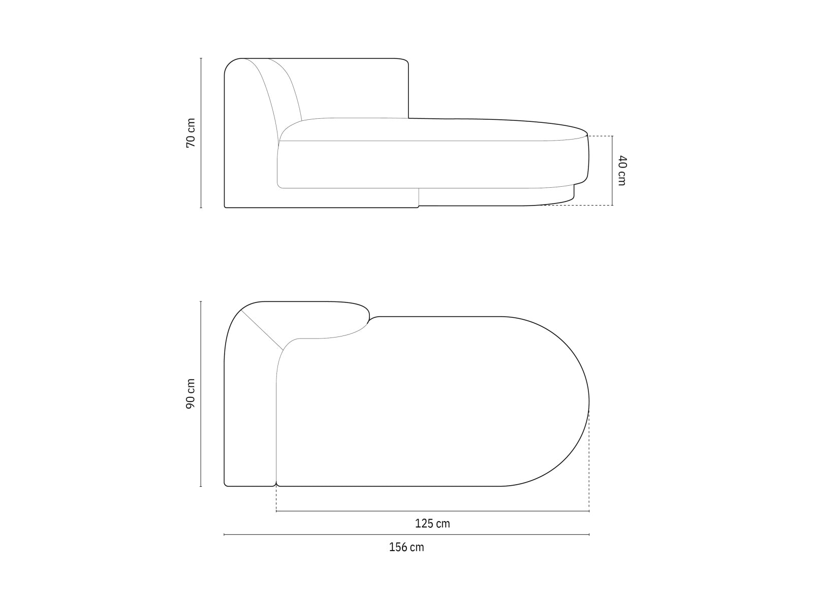 Elegantes Miley Sofa Chaise Lounge rechts in Anthrazit, ideal für stilvolle Wohnräume und entspannte Stunden zu zweit.
