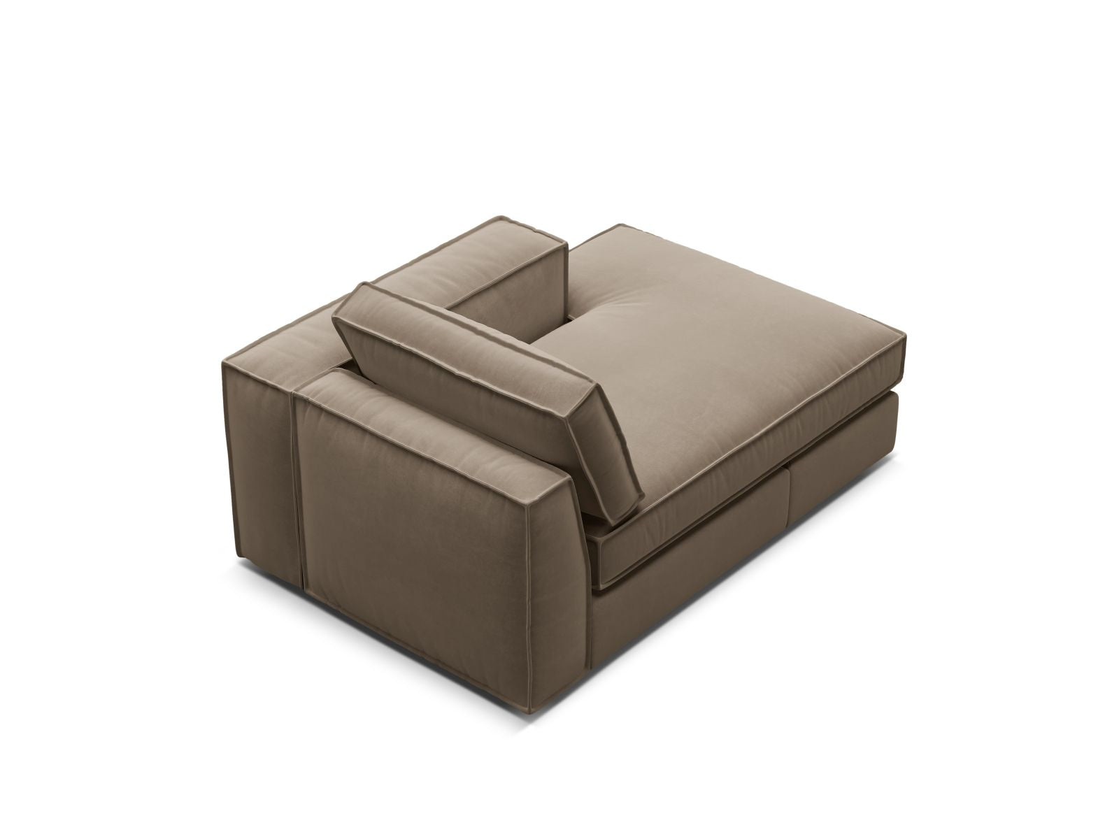 Elegante rechte Chaise Longue Pola in Grau-Braun, ideal für stilvolle Wohnräume. Teil der vielseitigen Sofaserie von Micadoni.