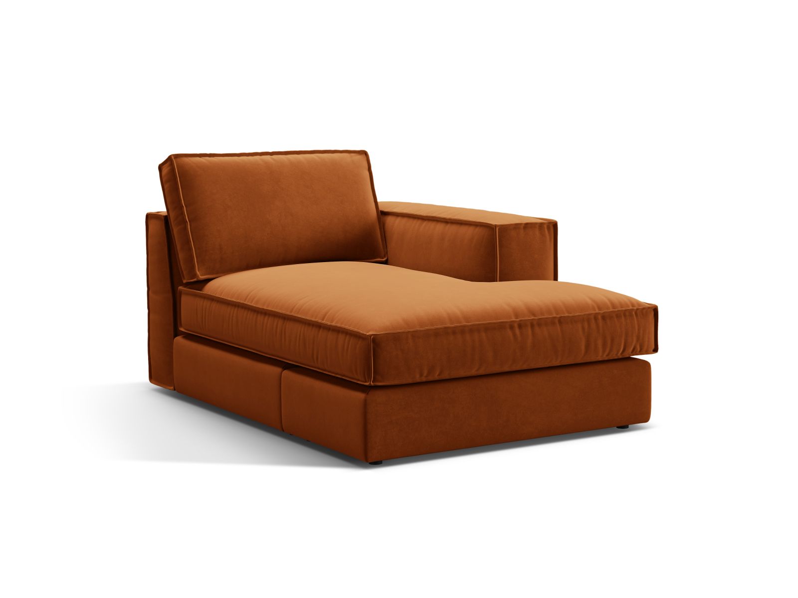 Elegante 1-Sitzer Chaise Longue rechts in warmem Terracotta, ideal für stilvolle Wohnräume. Teil der modularen Sofaserie von Micadoni.