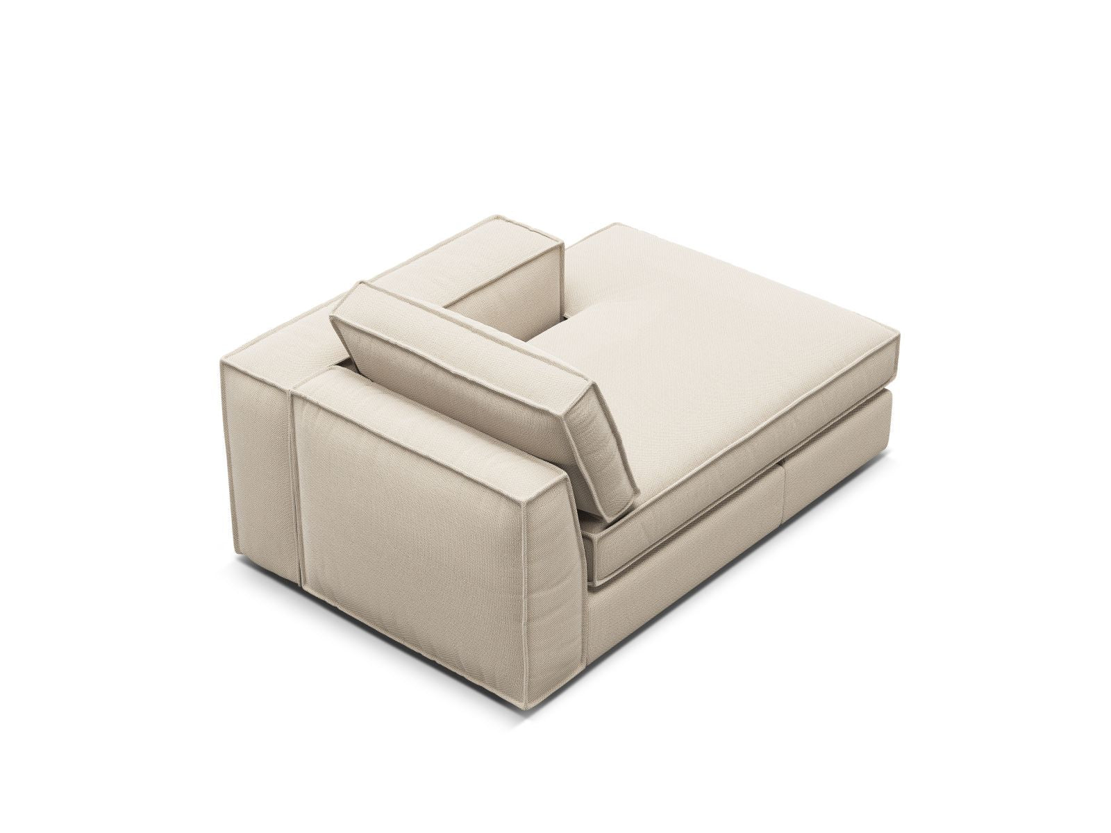 Elegante rechte Chaise Longue Pola in zartem Beige, ideal für moderne Wohnkonzepte und entspannende Momente.