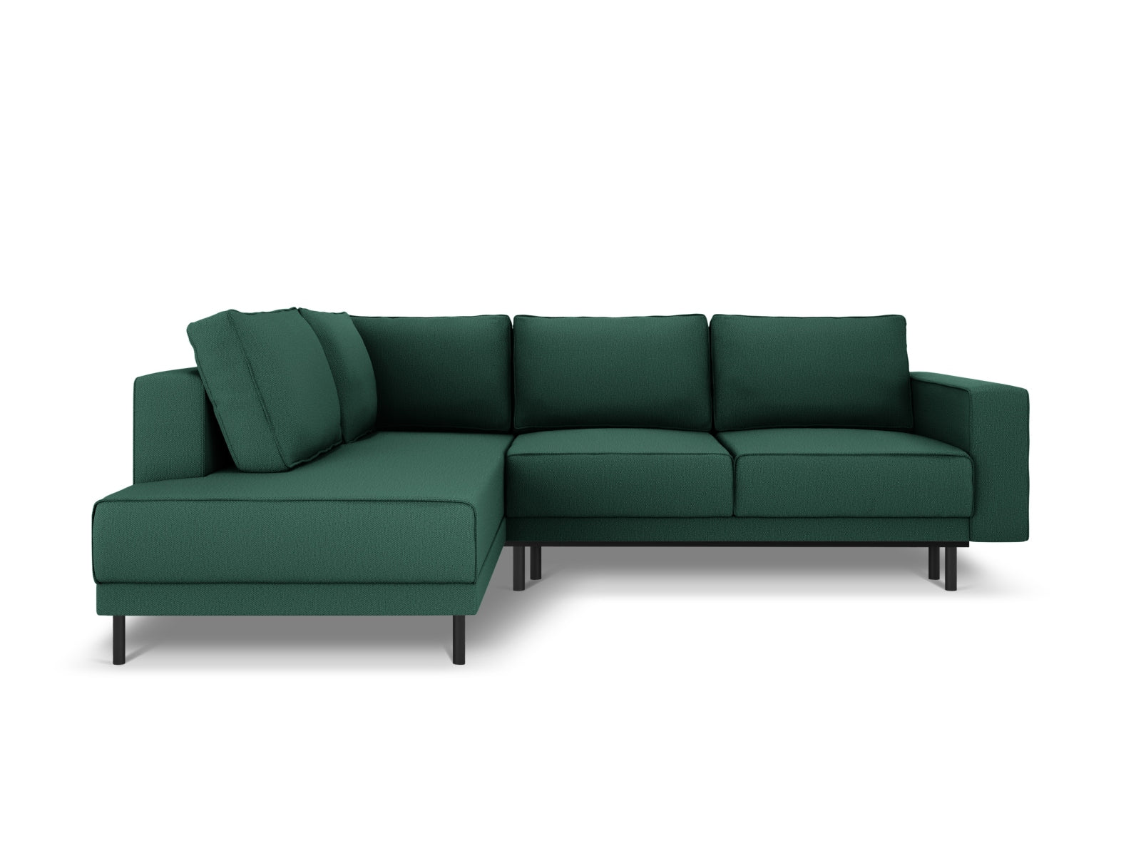 Elegantes Caro Ecksofa in trendigem Grün, 5-Sitzer mit praktischer Schlaffunktion, perfekt für stilvolle Wohnräume und entspannte Nächte.