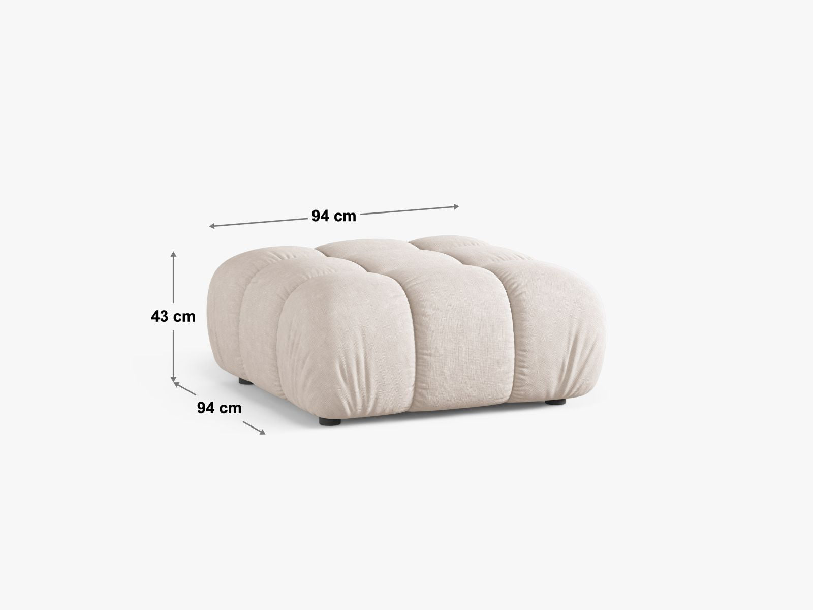 Moderner 1-Sitzer Pouf Bellis in ansprechendem Petrol, perfekt für gemütliche Sitzgelegenheiten und stilvolle Raumgestaltung.