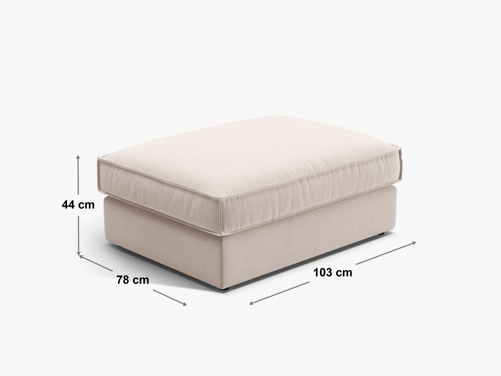 Eleganter 1-Sitzer Pouf Pola in zartem Mintgrün, perfekt für stilvolle Akzente in jedem Raum. Hochwertige Materialien von Micadoni.