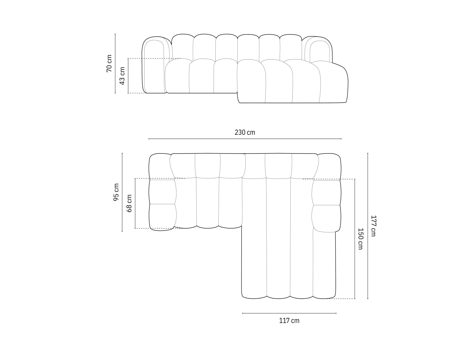Elegantes, modulares Ecksofa in Weiß mit drei Sitzen, ideal für stilvolle Wohnräume, präsentiert von Micadoni.