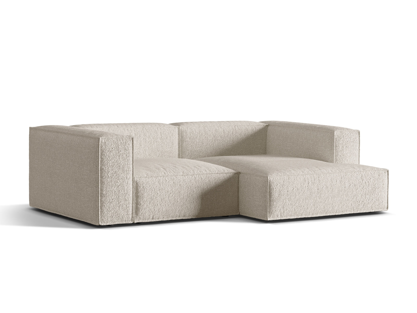 Beige Nuria Boucle Modular Ecksofa rechts, 3-Sitzer, stilvolles L-Sofa von Micadoni, ideal für moderne Wohnräume.
