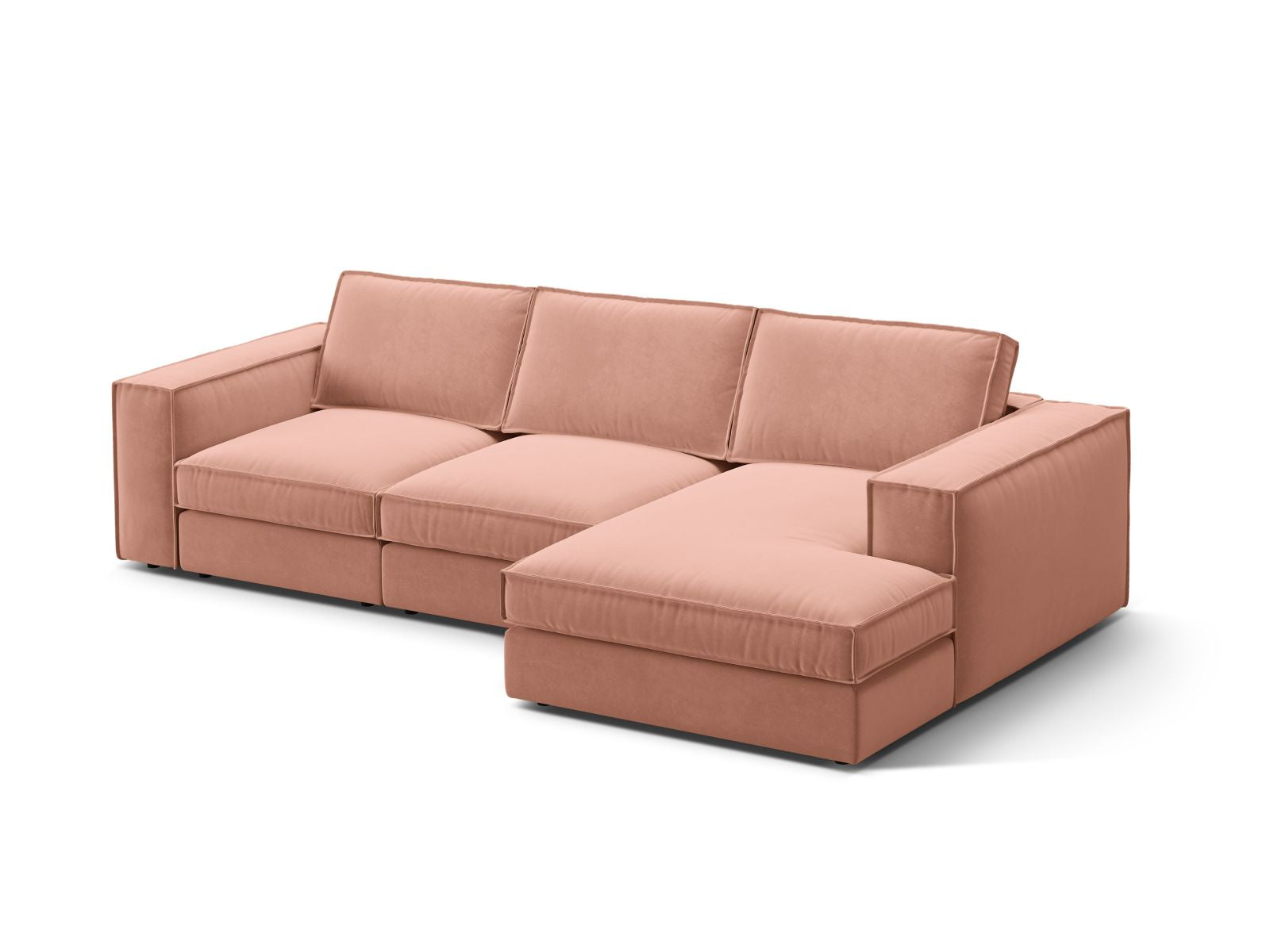 Stylisches 3-Sitzer Ecksofa Pola in Pink-Salvador, ideal für moderne Wohnräume, präsentiert von Micadoni im KAQTU Onlineshop.