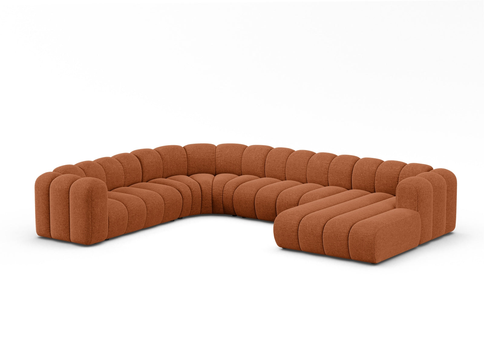 Elegantes Lupine Modular Panoramic Ecksofa links für 6 Personen in Brick-Eden, ideal für stilvolle Wohnräume.