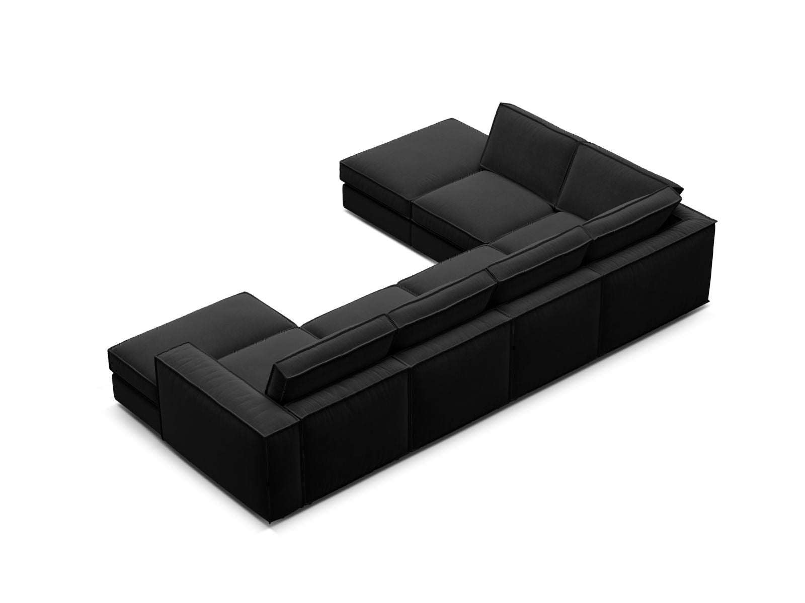 Stylisches 5-Sitzer Ecksofa Panoramic links in edlem Schwarz, perfekt für zeitgemäße Wohnkonzepte und höchsten Sitzkomfort von Micadoni.