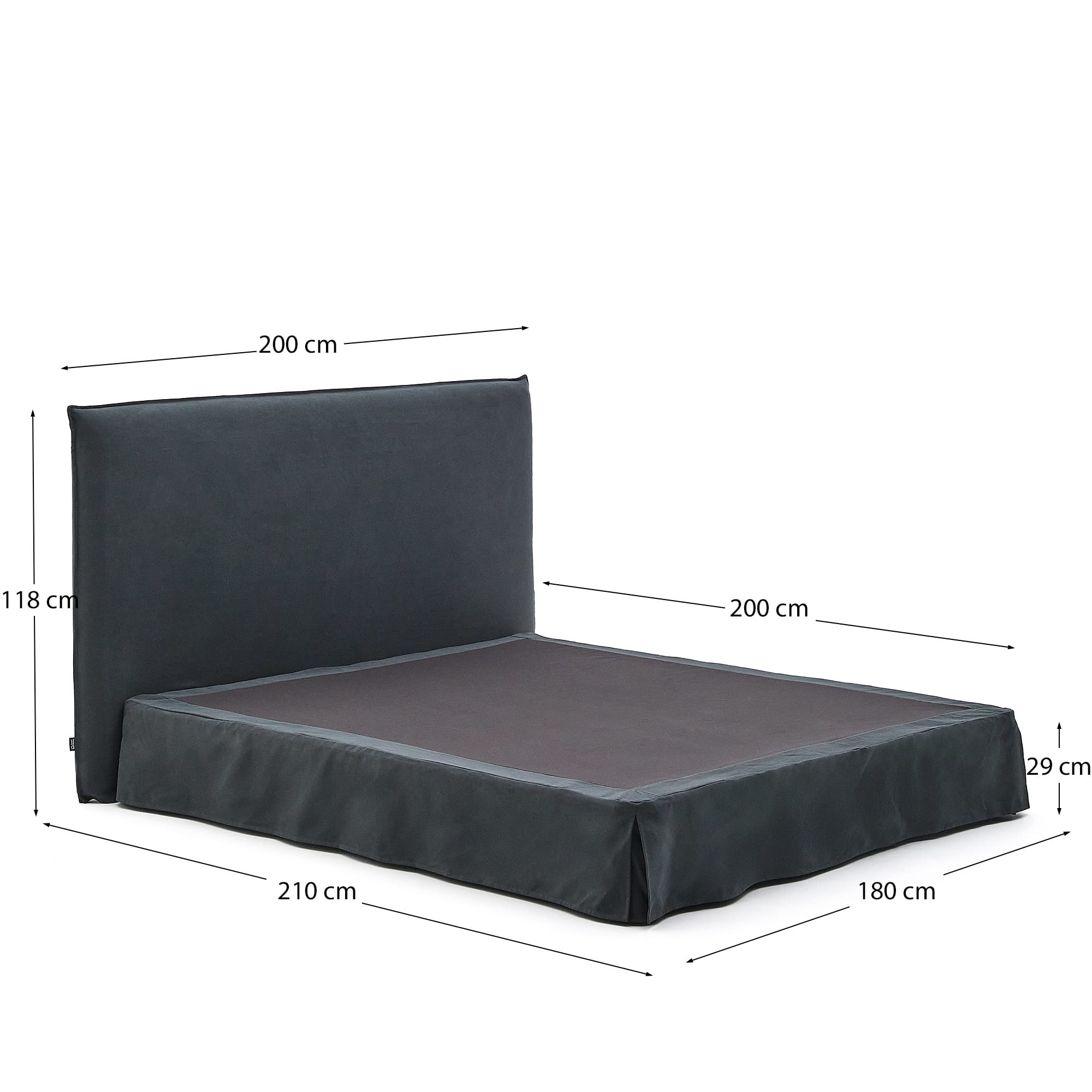 Stilvolles Bett Jaira in edlem Anthrazitgrau, gefertigt aus hochwertigem Leinen und Baumwolle. Praktischer abnehmbarer Bezug für einfache Pflege und optimalen Schlaf.