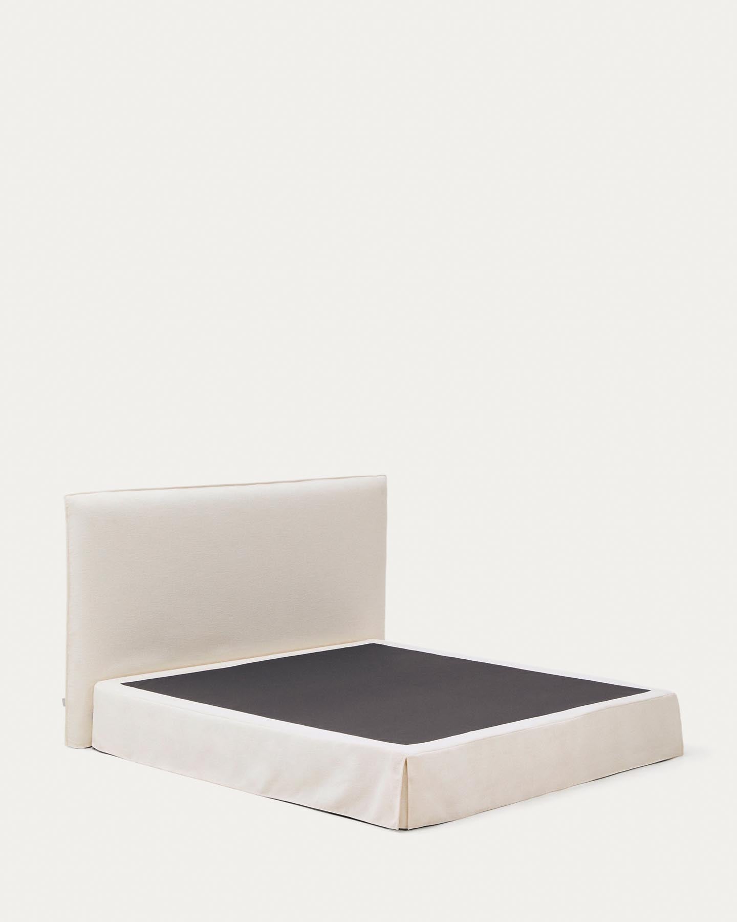 Elegantes Bett Jaira aus weißem Chenille, abnehmbarer Bezug, ideal für Matratzengröße 180 x 200 cm, umweltfreundlich mit FSC Mix Credit.