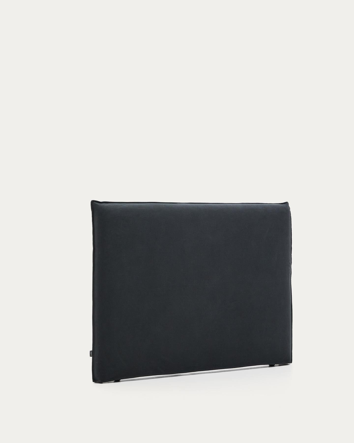 Elegantes Kopfteil Jaira in anthrazitgrau, gefertigt aus Leinen und Baumwolle, ideal für 150 cm Betten, mit abnehmbarem Bezug für einfache Pflege.