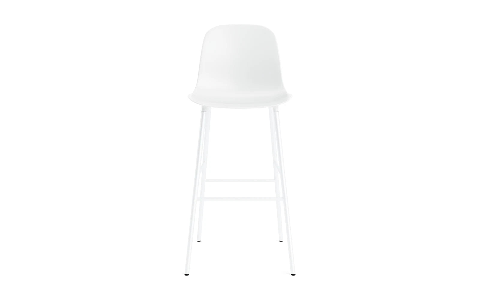 Moderner Form Barstuhl von Normann Copenhagen in Weiß, ideal für trendige Bars und stilvolle Wohnräume, vereint Komfort und Design.