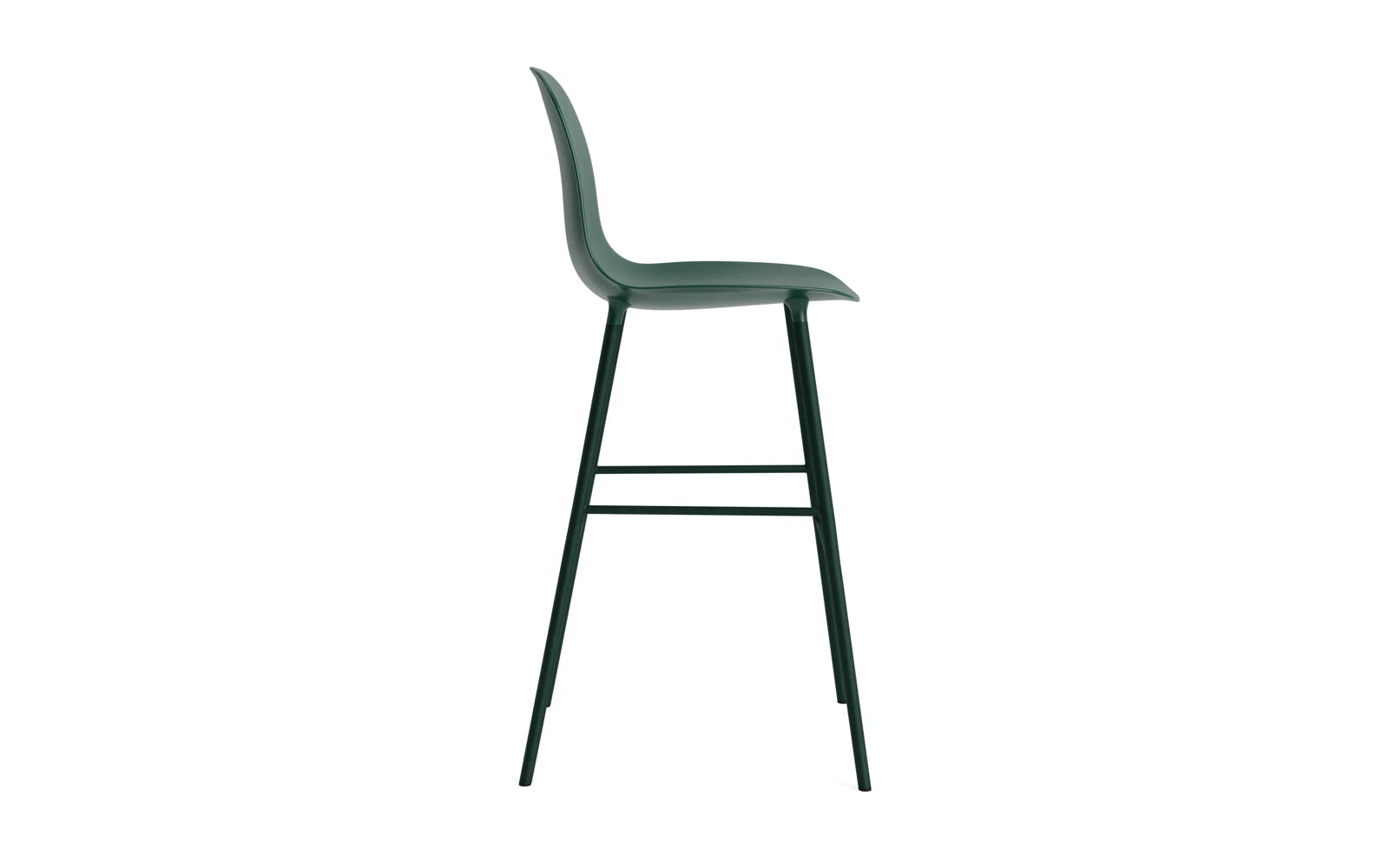 Eleganter Form Barstuhl von Normann Copenhagen in klassischem Weiß, gefertigt aus langlebigem Stahl, ideal für moderne Wohnräume.