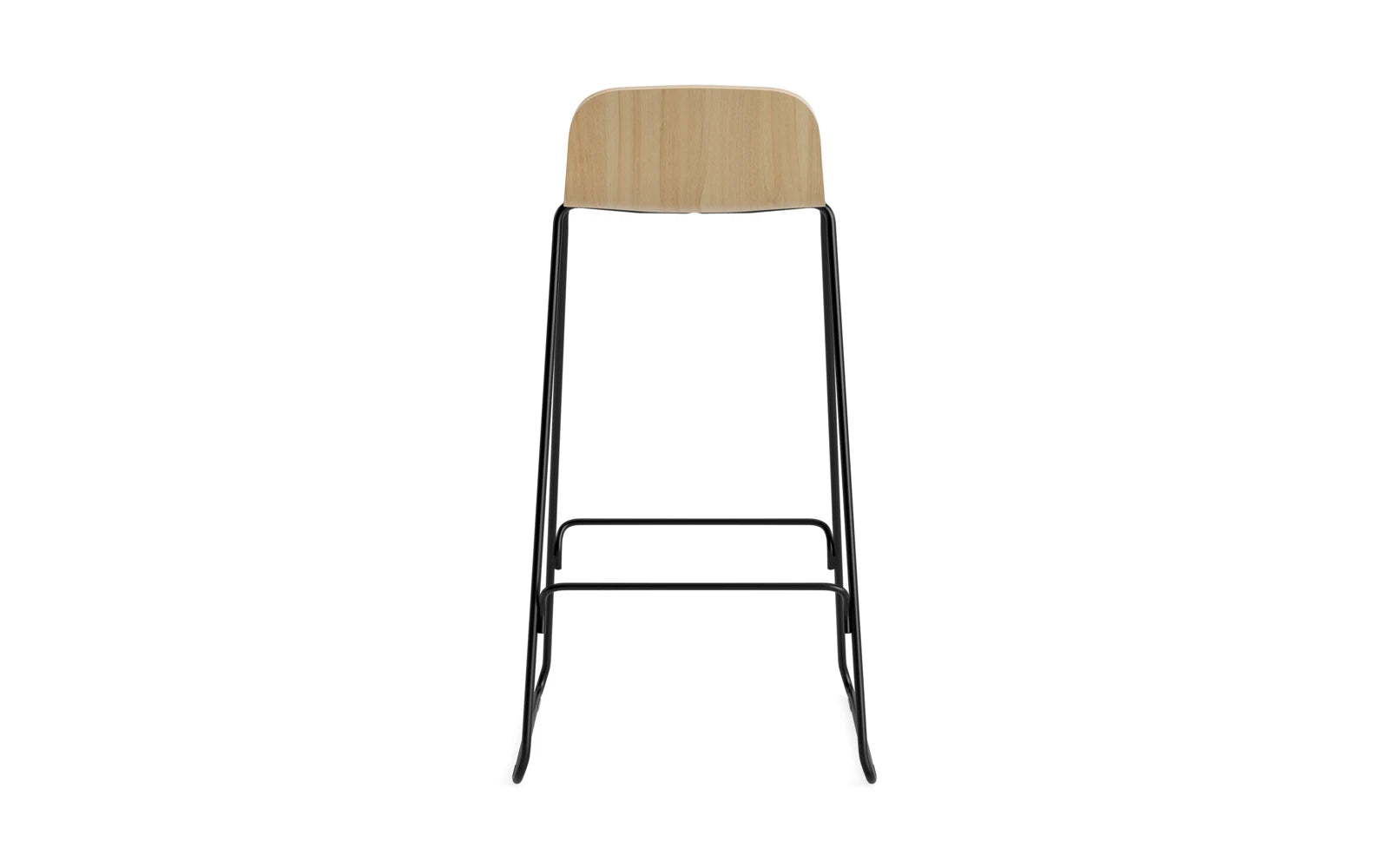 Eleganter Just Barhocker mit Lehne von Normann Copenhagen, ideal für moderne Bars und Küchen, vereint Komfort und zeitloses Design.