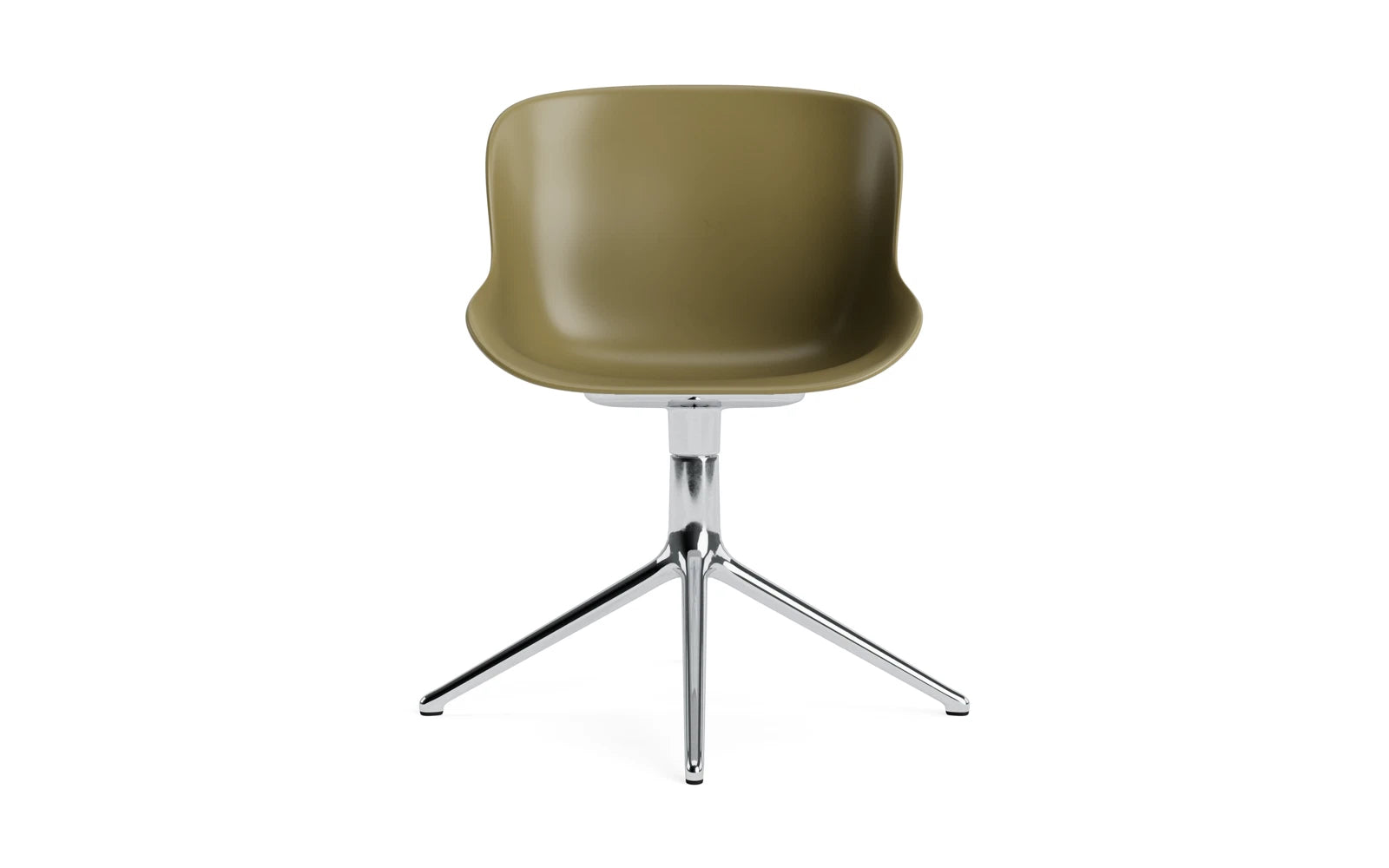 Eleganter Hyg Drehstuhl aus Aluminium in Olivgrün, ideal für modernes Bürodesign und optimalen Sitzkomfort.