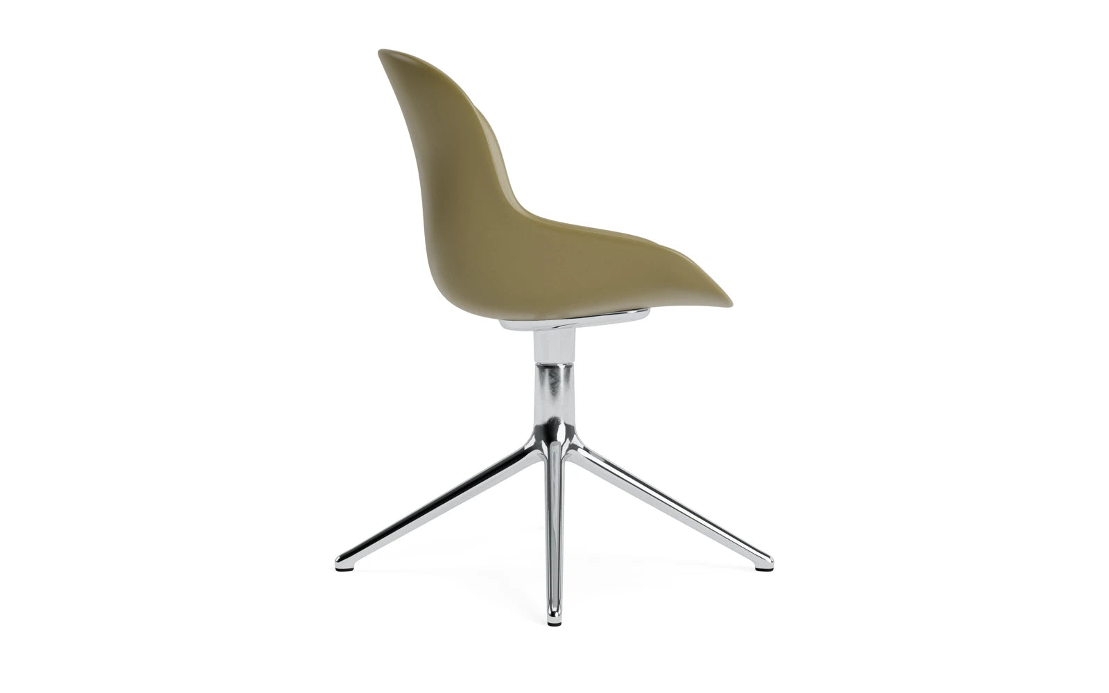 Moderner Hyg Drehstuhl aus Aluminium in stilvollem Olivgrün, perfekt für zeitgemäße Büros und komfortables Arbeiten.