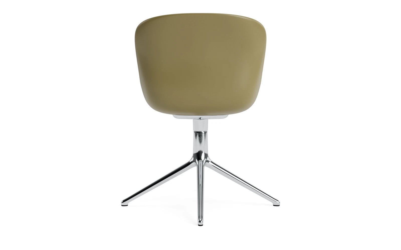 Moderner Hyg Drehstuhl aus Aluminium in stilvollem Olivgrün, perfekt für zeitgemäße Büros und ergonomisches Sitzen.