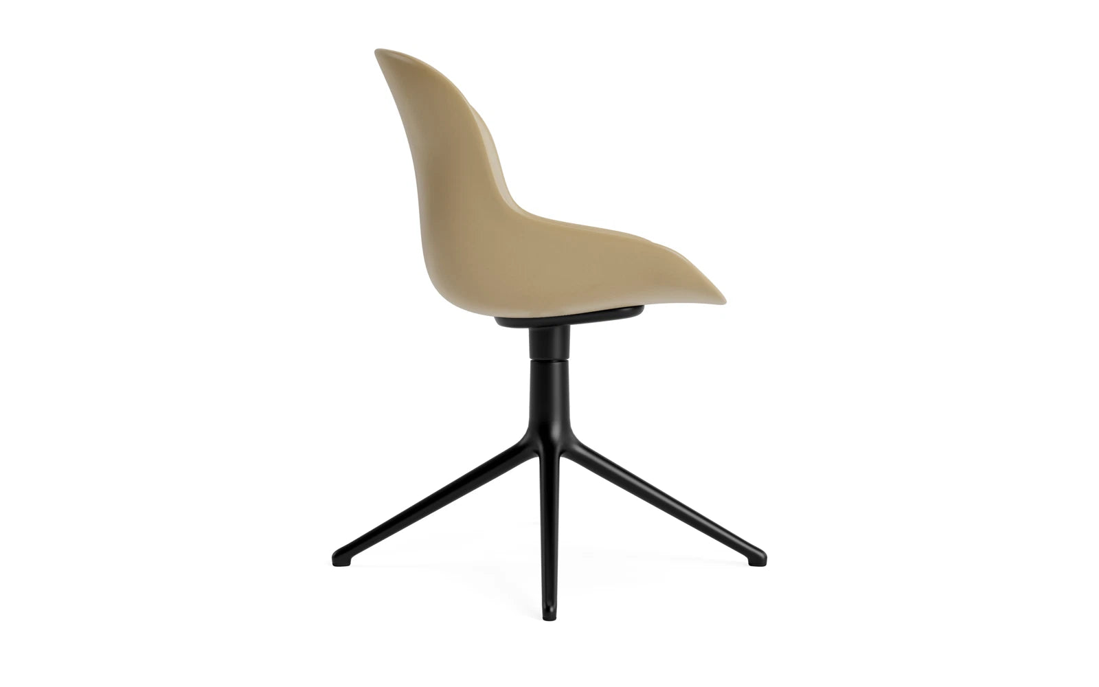 Eleganter Hyg Drehstuhl in sanften Sandtönen, kombiniert mit einem robusten schwarzen Aluminiumgestell, perfekt für modernes Arbeiten.