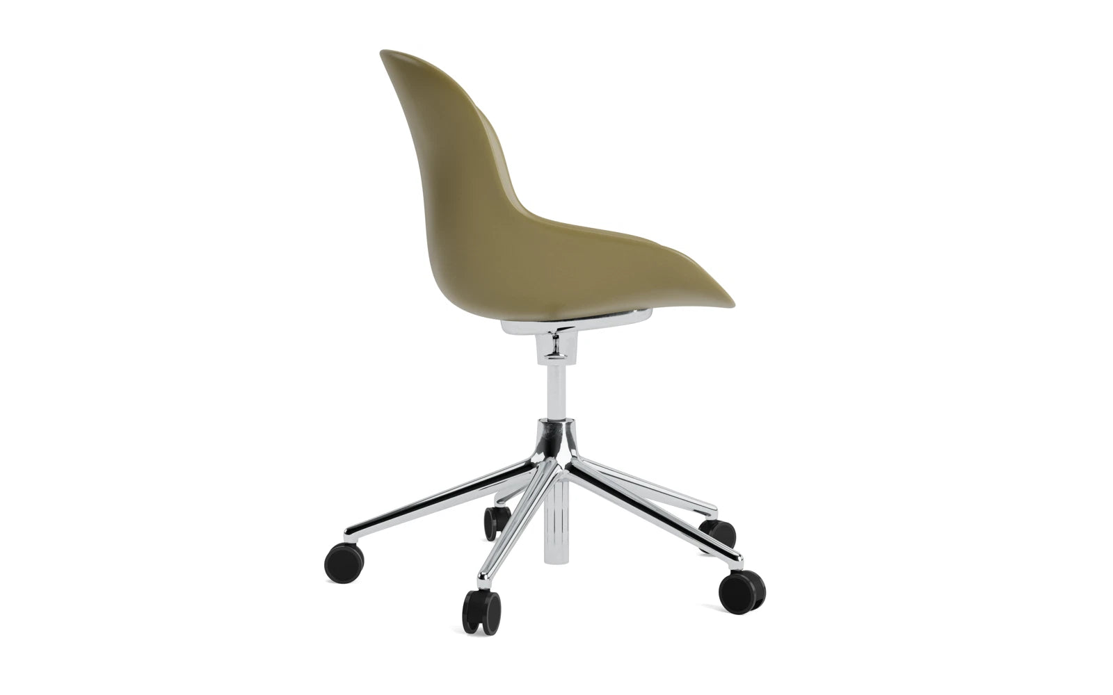 Moderner Hyg Drehstuhl mit Rollen in Weiß von Normann Copenhagen – perfekter Begleiter für stilvolle Arbeitsplätze und gemütliche Wohnräume.
