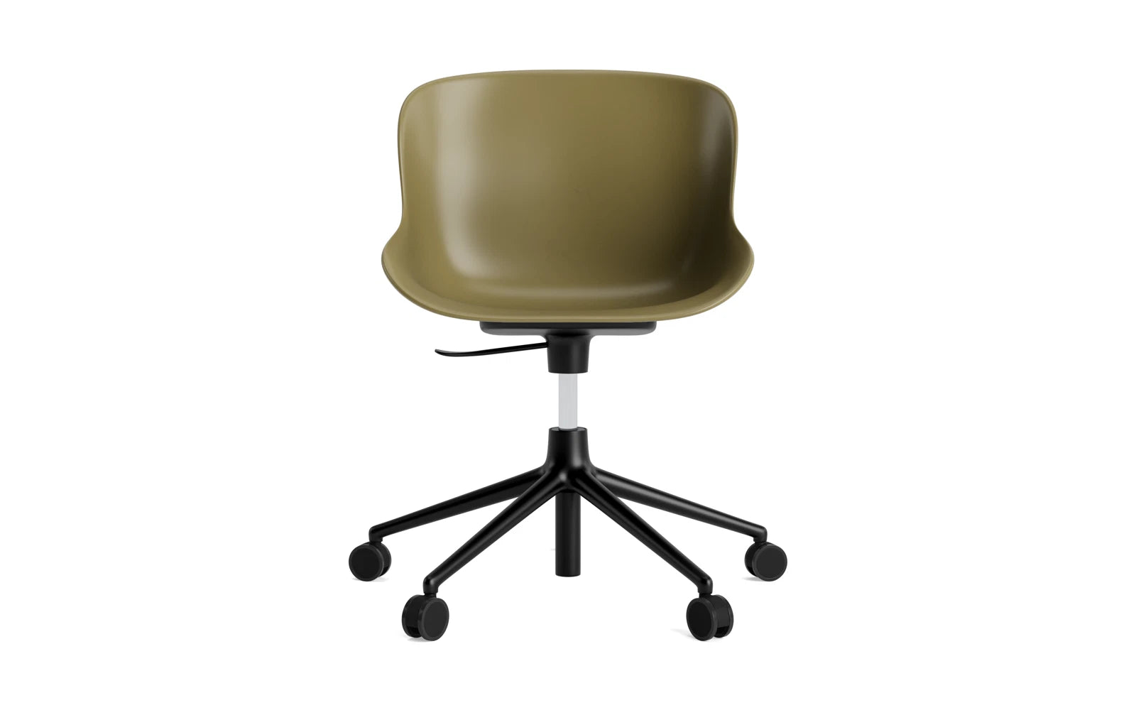 Moderner Hyg Drehstuhl in Olivgrün von Normann Copenhagen, ideal für stilvolle Büros und ergonomisches Sitzen.