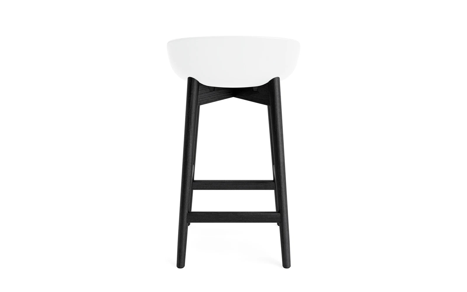 Eleganter Hyg Barhocker mit 65 cm Höhe, gefertigt aus schwarzer Eiche und Weiß, perfekt für stilvolle Innenräume und gesellige Runden.
