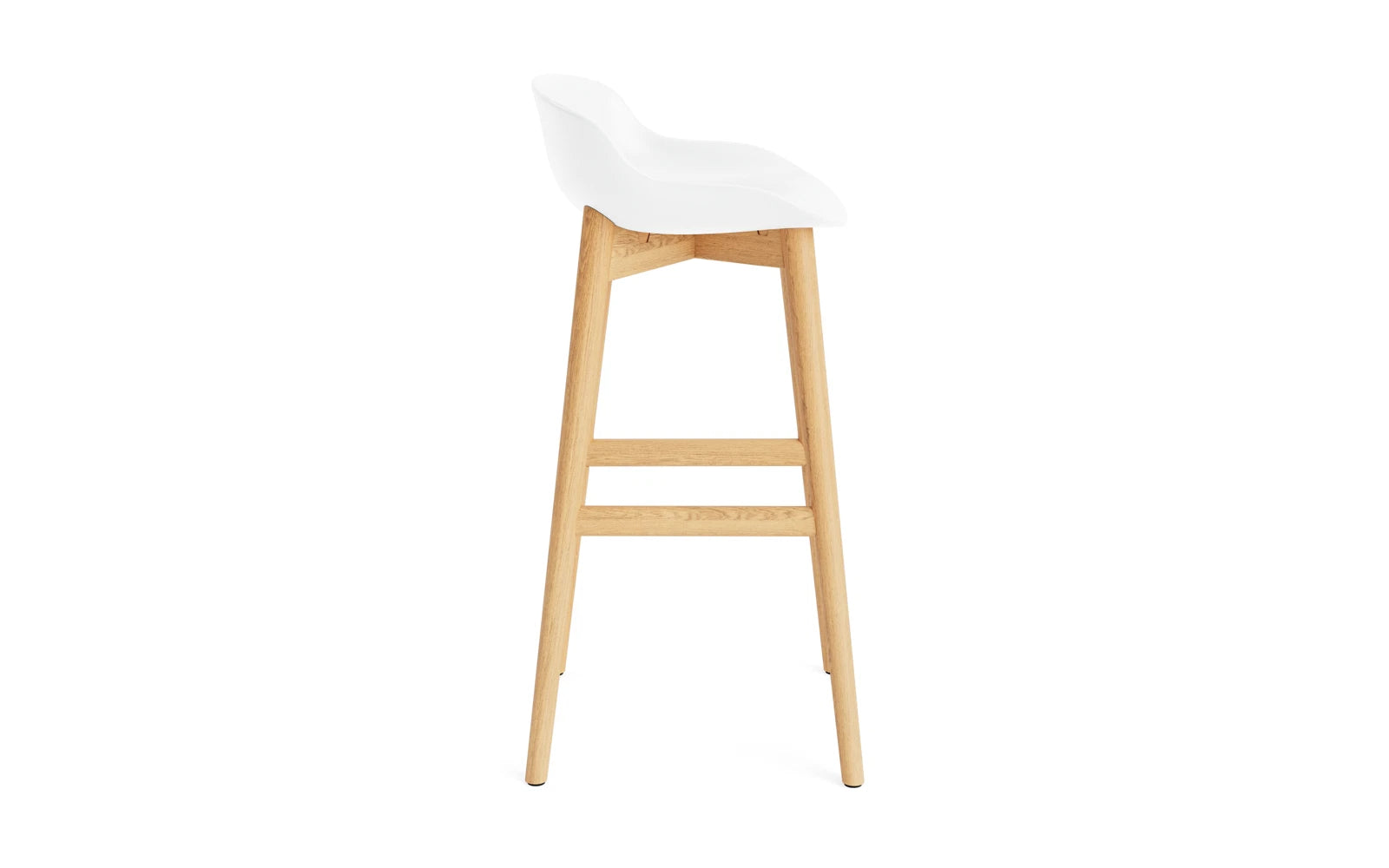 Eleganter Hyg Barhocker in 75 cm Höhe aus Eiche Weiß, perfekt für stilvolle Bars und moderne Essbereiche von Normann Copenhagen.