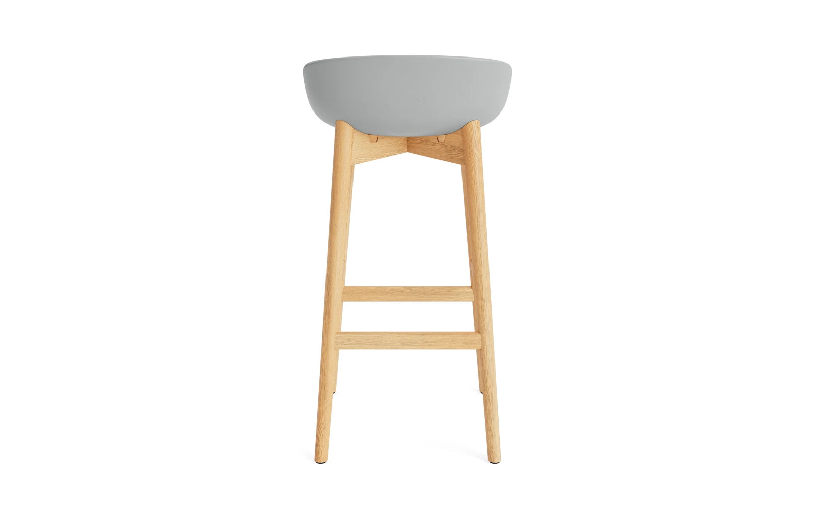 Moderner Hyg Barhocker in grauer Eiche, 75 cm hoch, ideal für trendige Bars und Küchen mit skandinavischem Flair.