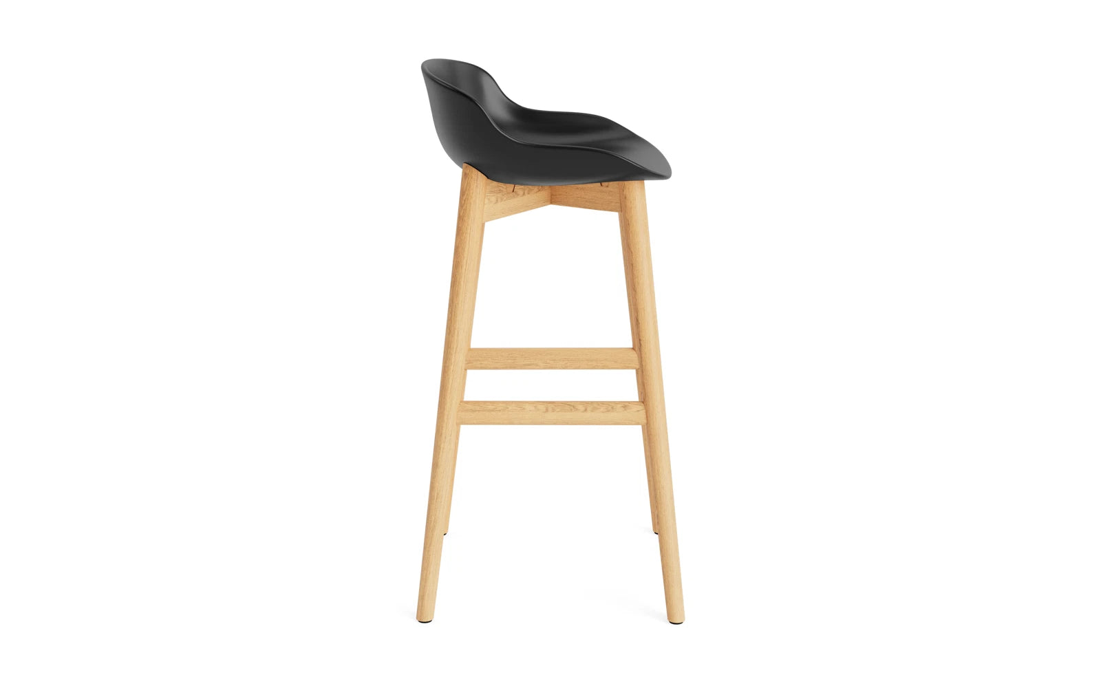 Eleganter Hyg Barhocker aus Eiche Schwarz, 75 cm hoch, perfekt für stilvolle Bar- und Kücheneinrichtungen mit skandinavischem Design.