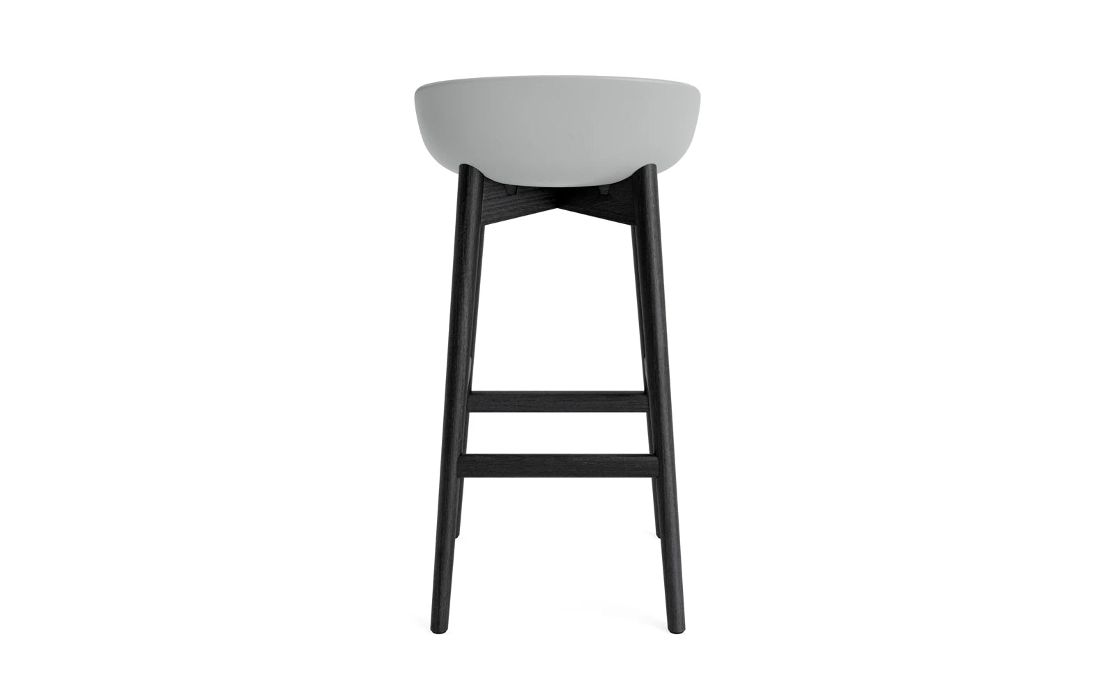 Erleben Sie den Hyg Barhocker 75 cm in eleganter schwarzer Eiche und grauer Polsterung – der Inbegriff von dänischem Design und Gemütlichkeit.