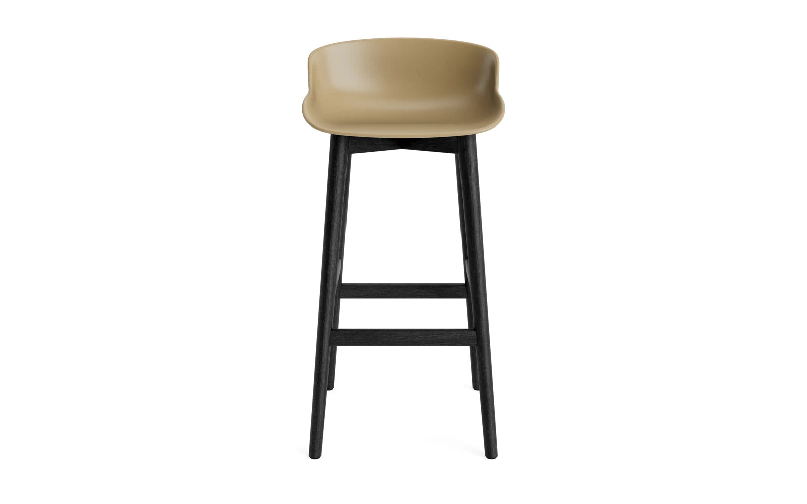 Der Hyg Barhocker 75 cm von Normann Copenhagen vereint dänisches Design mit Komfort. Schwarze Eiche und sandfarbene Sitzfläche schaffen eine einladende Atmosphäre.