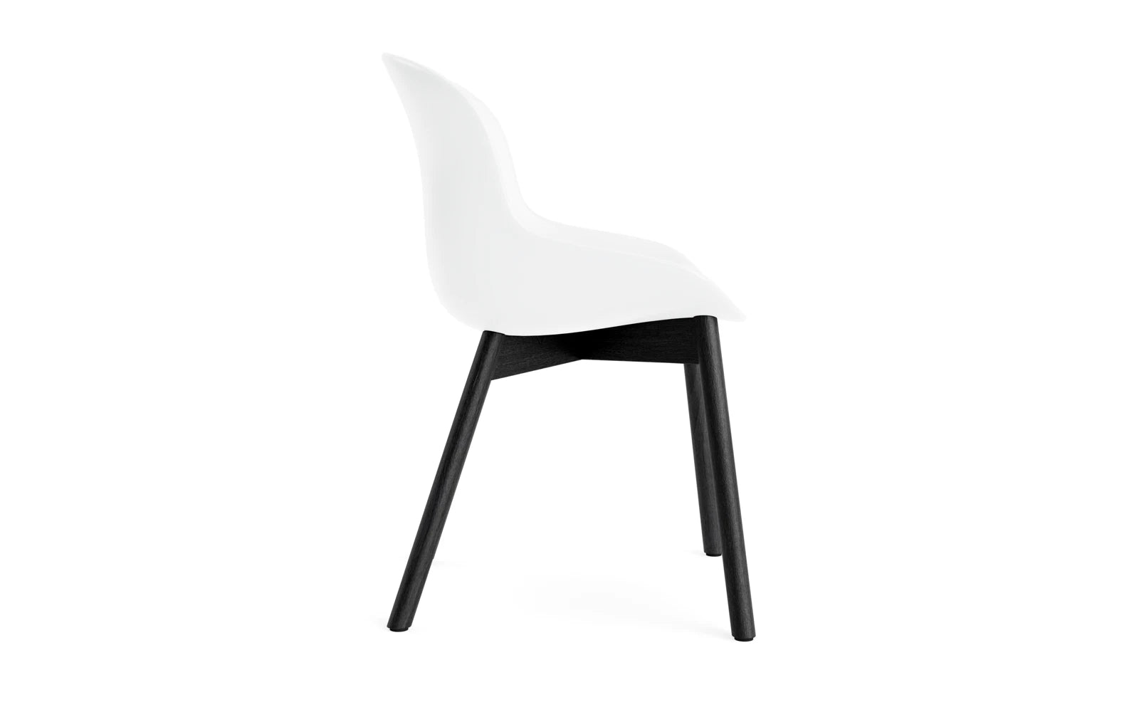 Eleganter Hyg Stuhl in schwarzer Eiche mit weißem Sitz, ideal für zeitgemäße Wohnräume und skandinavische Ästhetik. Komfortabel und stilvoll.