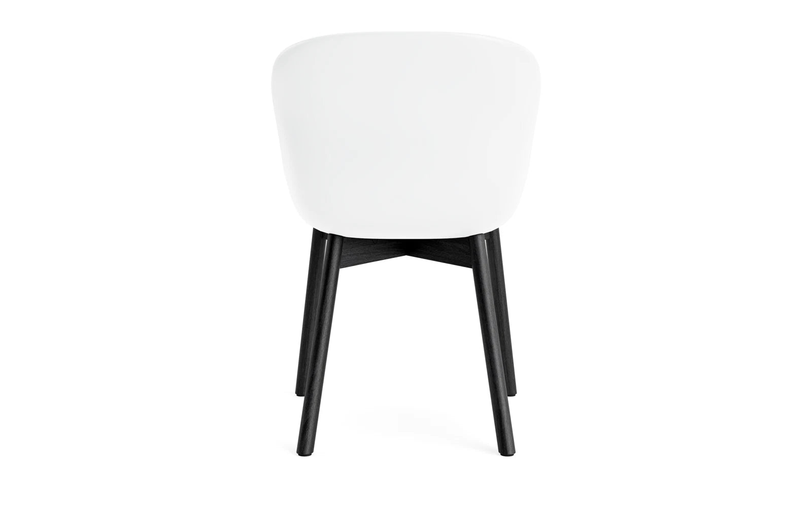 Moderner Hyg Stuhl in schwarzer Eiche mit stilvollem weißen Sitz – ideal für ein zeitgemäßes Wohnambiente.
