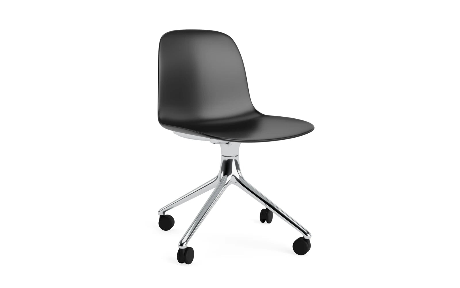 Form Drehstuhl 4W Aluminium/schwarz in  präsentiert im Onlineshop von KAQTU Design AG. Drehstuhl ist von Normann Copenhagen