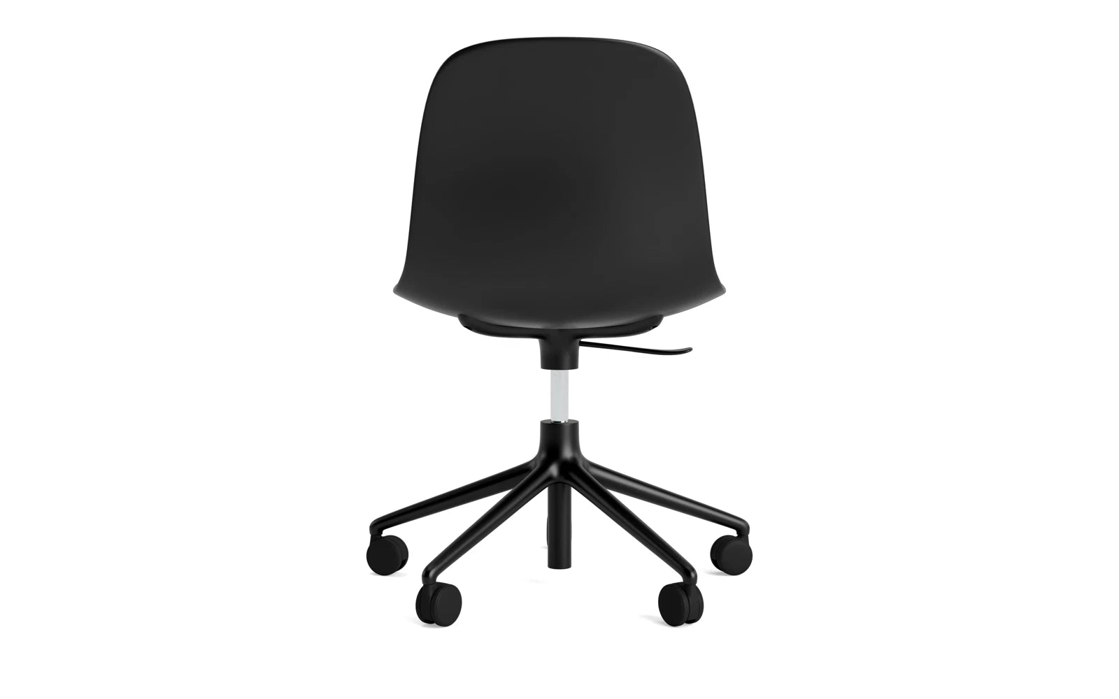 Moderner Dreh-Schalenstuhl mit Rollen von Normann Copenhagen, ideal für ergonomisches Sitzen und stilvolle Büroumgebungen.