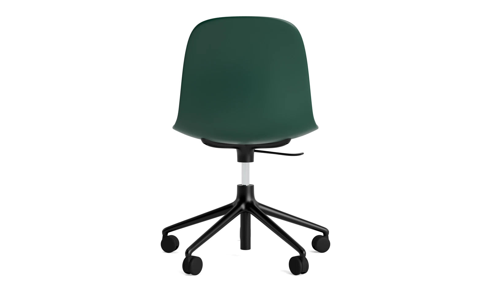 Eleganter Dreh-Schalenstuhl mit Rollen von Normann Copenhagen, ideal für stilvolle Büros und komfortables Arbeiten.