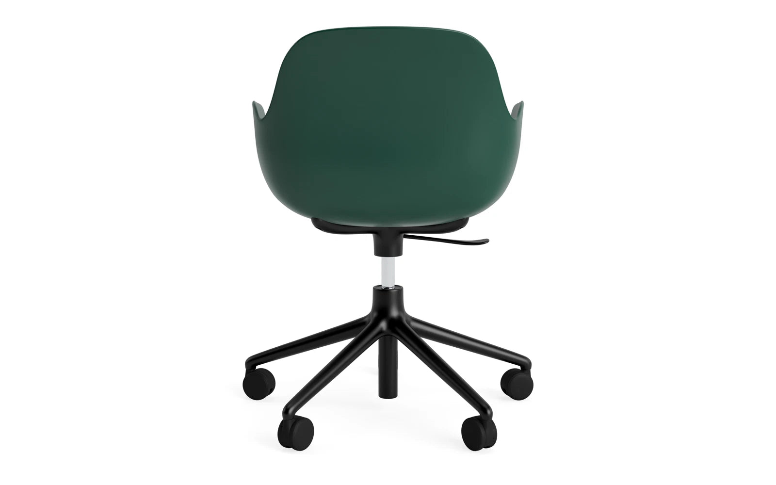 Eleganter Drehstuhl mit Armlehnen und Rollen von Normann Copenhagen, perfekt für komfortables Sitzen im Büro oder Homeoffice.