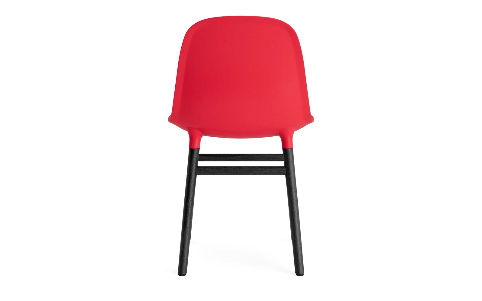 Der Form Stuhl von Normann Copenhagen in leuchtendem Rot und Schwarz – ein stilvolles Möbelstück, das jedem Raum einen modernen Akzent verleiht.