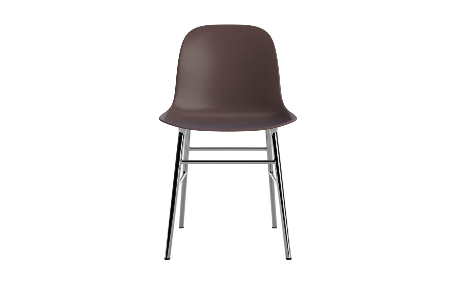 Eleganter Form Stuhl in Braun mit Chrombeinen von Normann Copenhagen – ideal für zeitgemäße Wohnräume und stilvolle Akzente.
